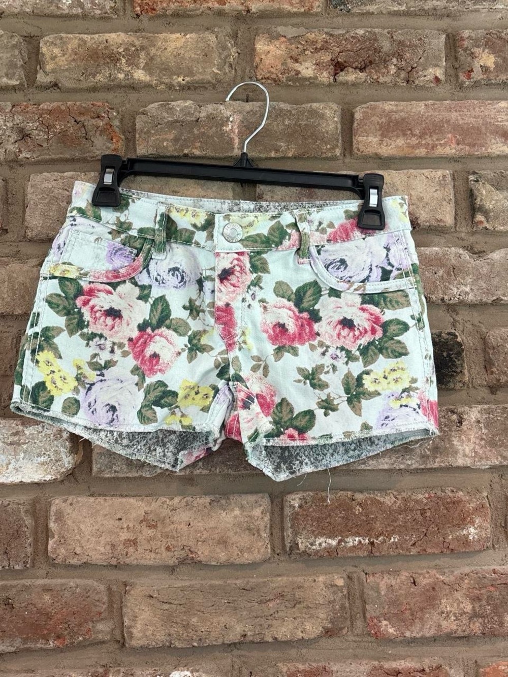Floral Print Women’s Denim Shorts - Pastel Multi
